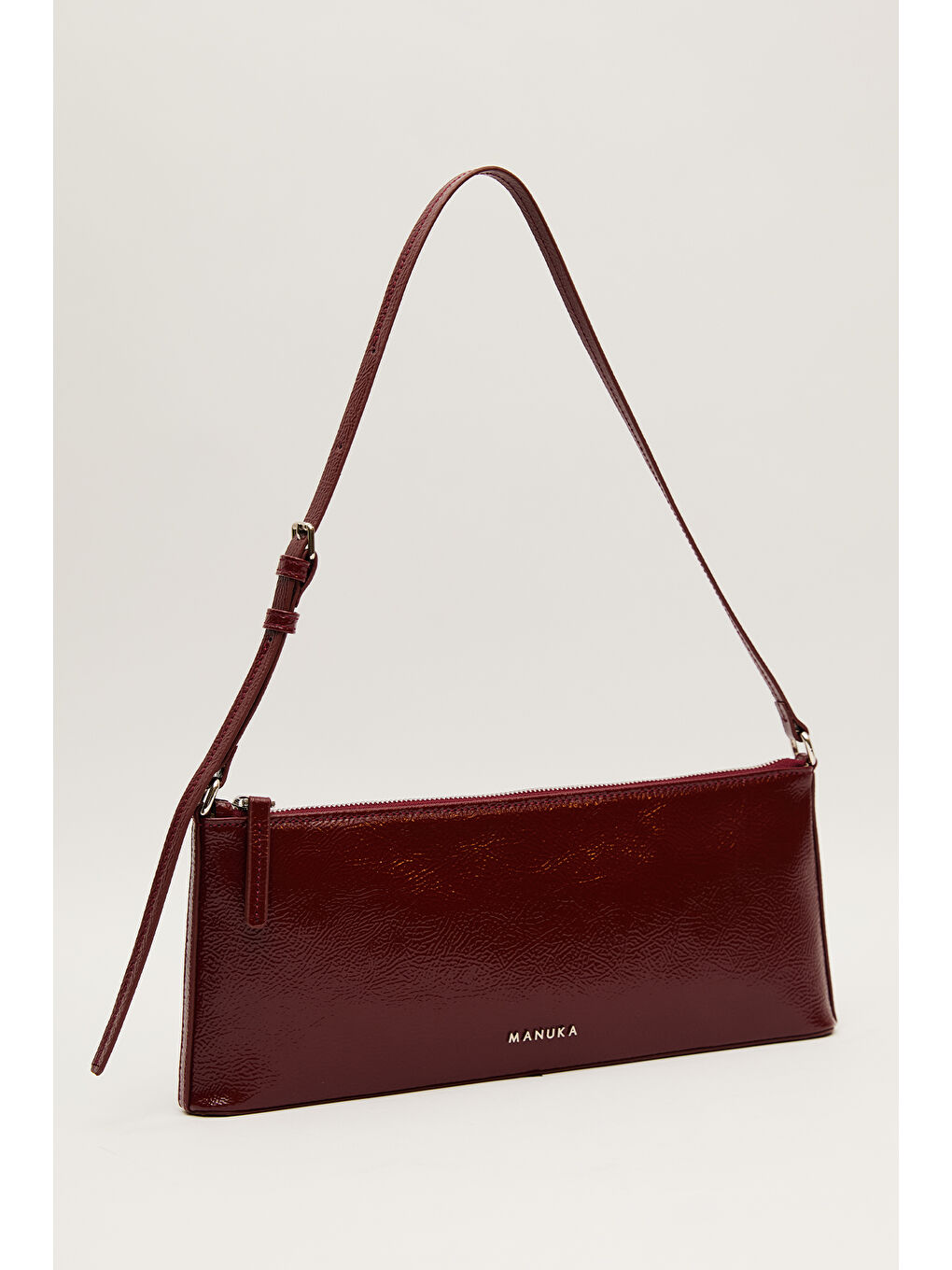 İnce Askılı Rugan Çanta Bordo-6