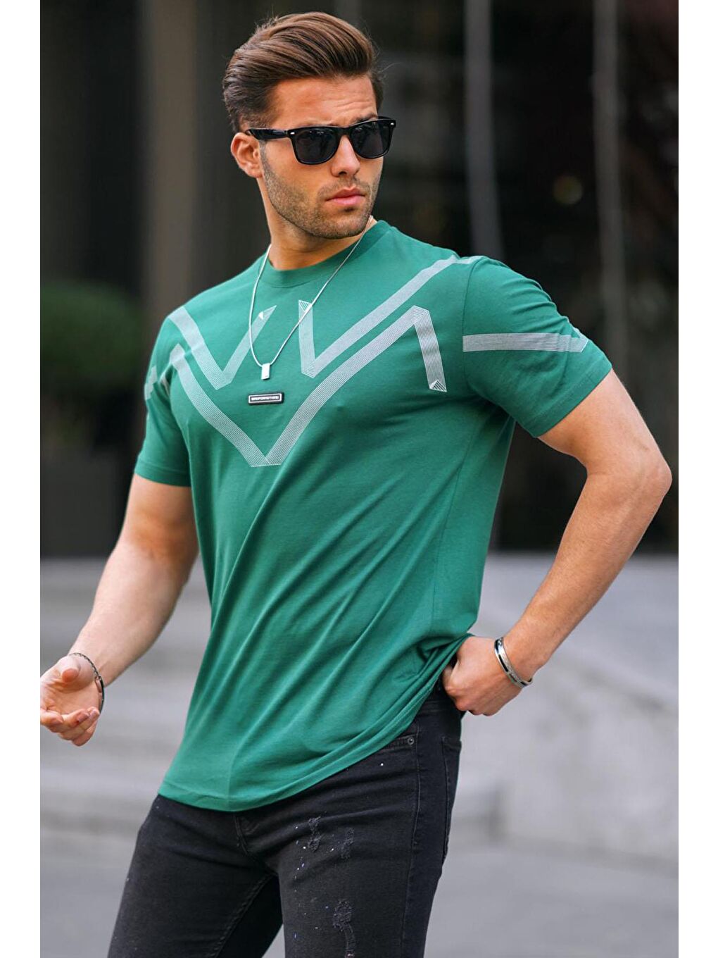 Koyu Yeşil %100 Pamuk Tişört 5369-1