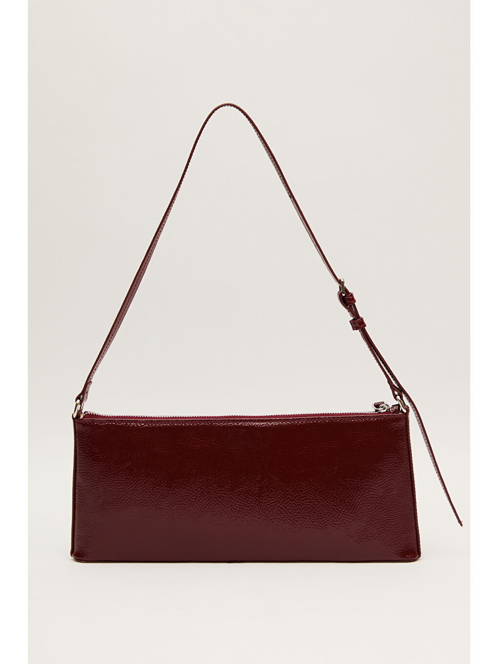 İnce Askılı Rugan Çanta Bordo-7