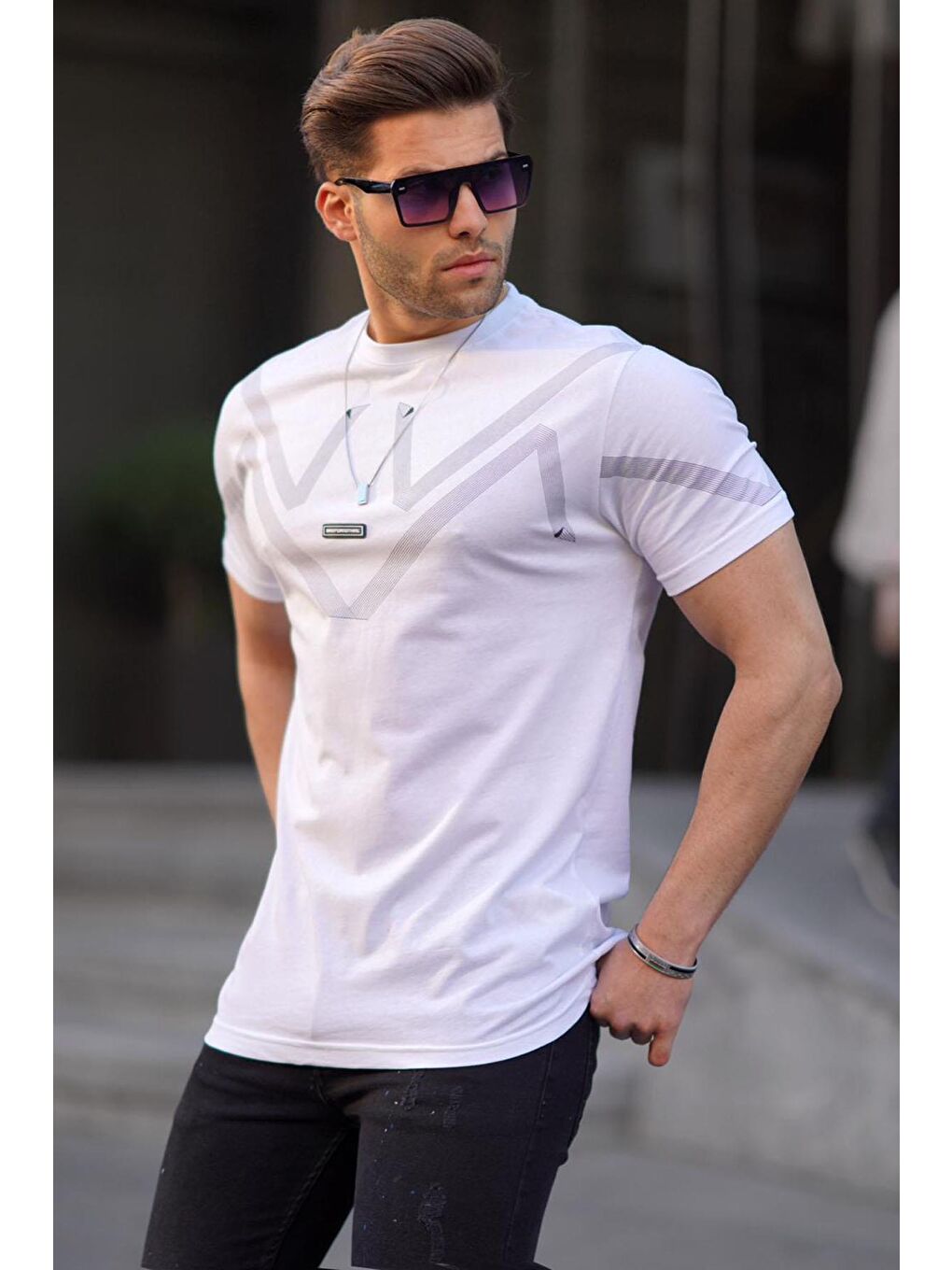 Beyaz %100 Pamuk Tişört 5369-1