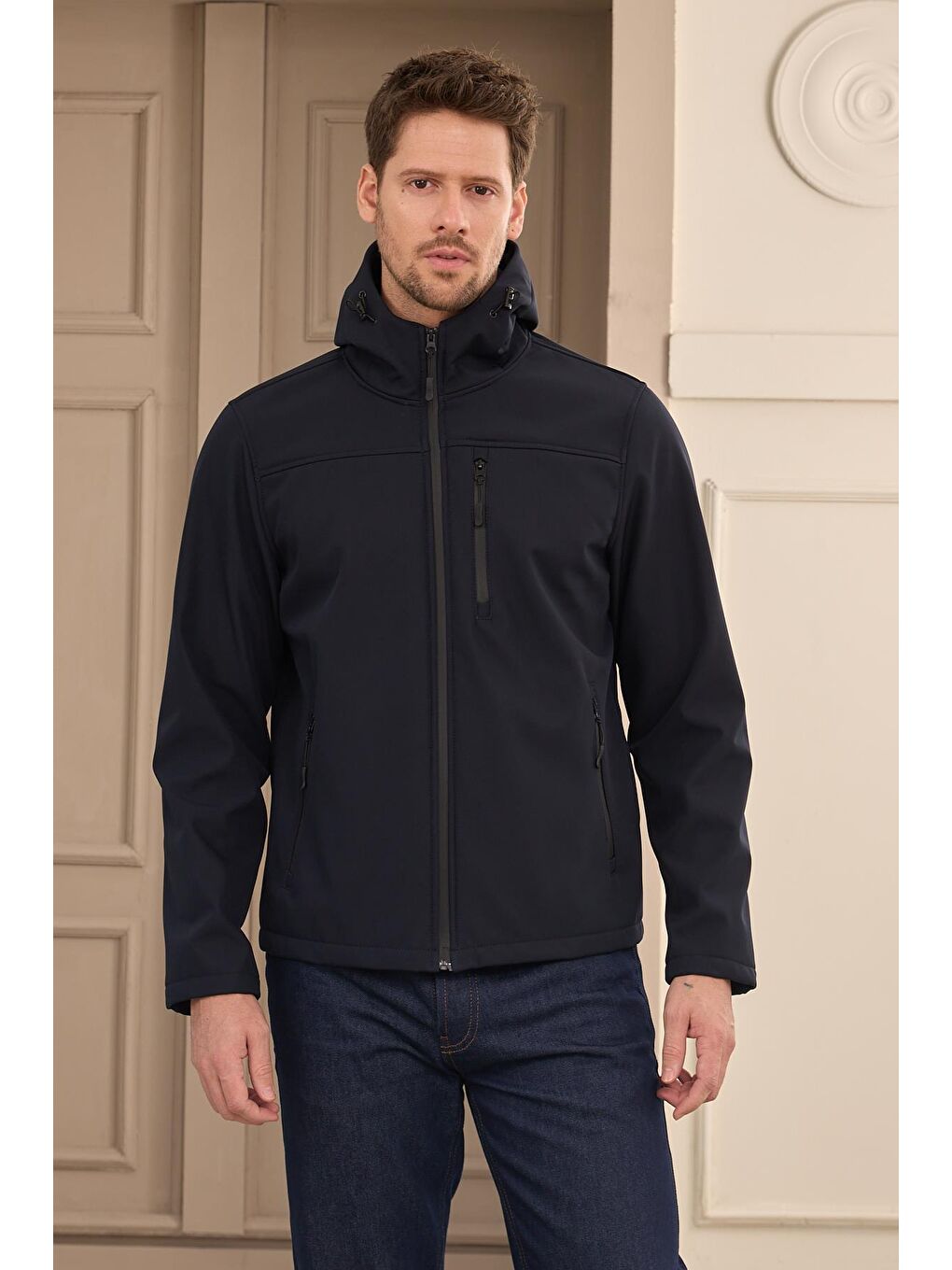 Danger Erkek Su Geçirmez Rüzgar Geçirmez Softshell Mont Lacivert