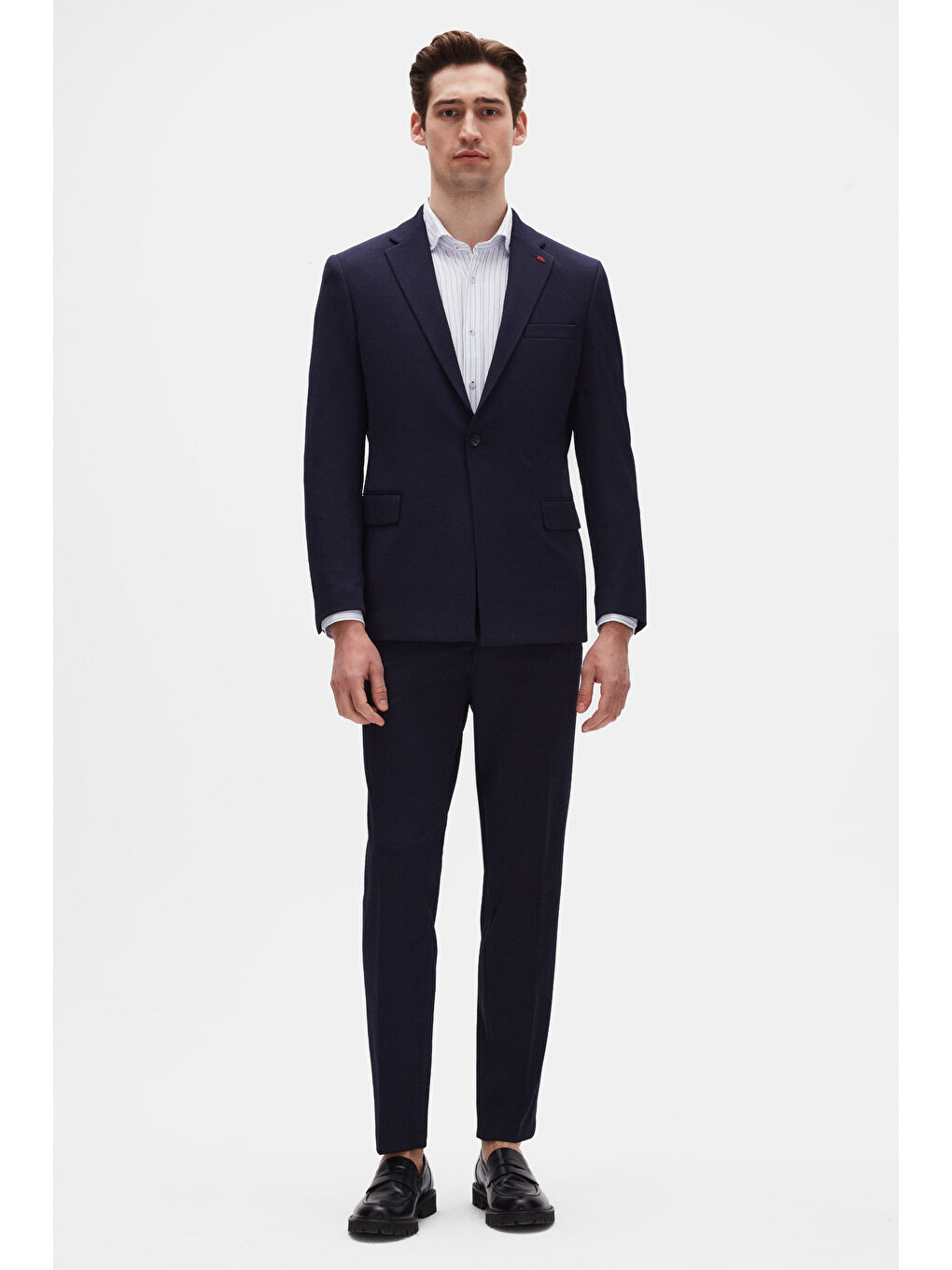 Slim Fit Lacivert Fitilli Örme Takim Elbise-3