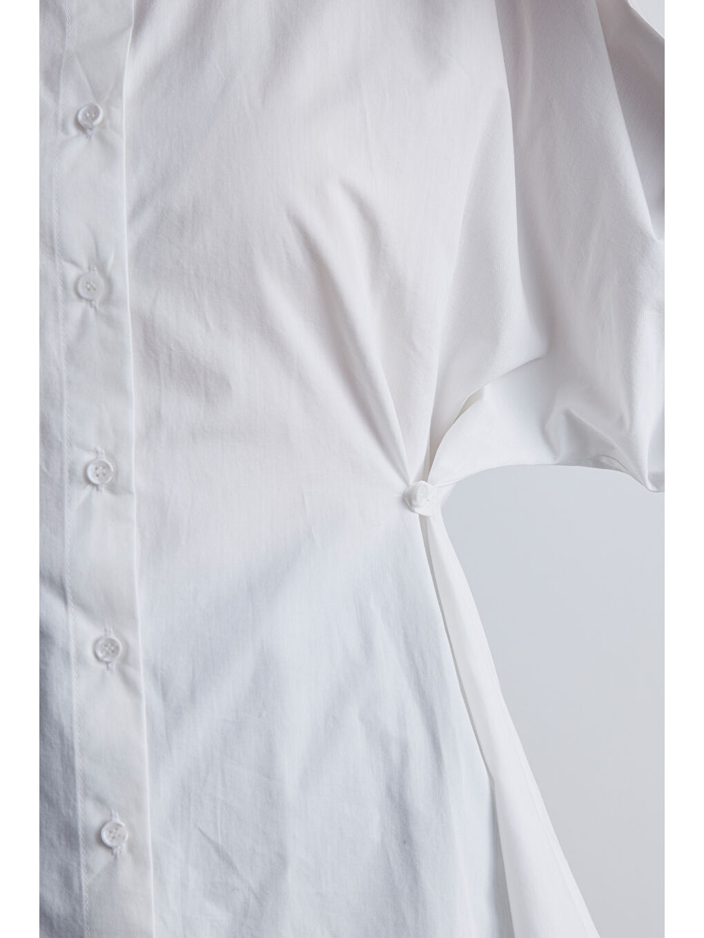 Bel Ayarlamalı Gömlek Ekru-5