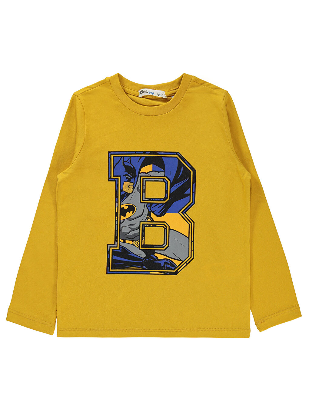 Kahverengi Batman Erkek Çocuk Sweatshirt 6-9 Yaş Hardal