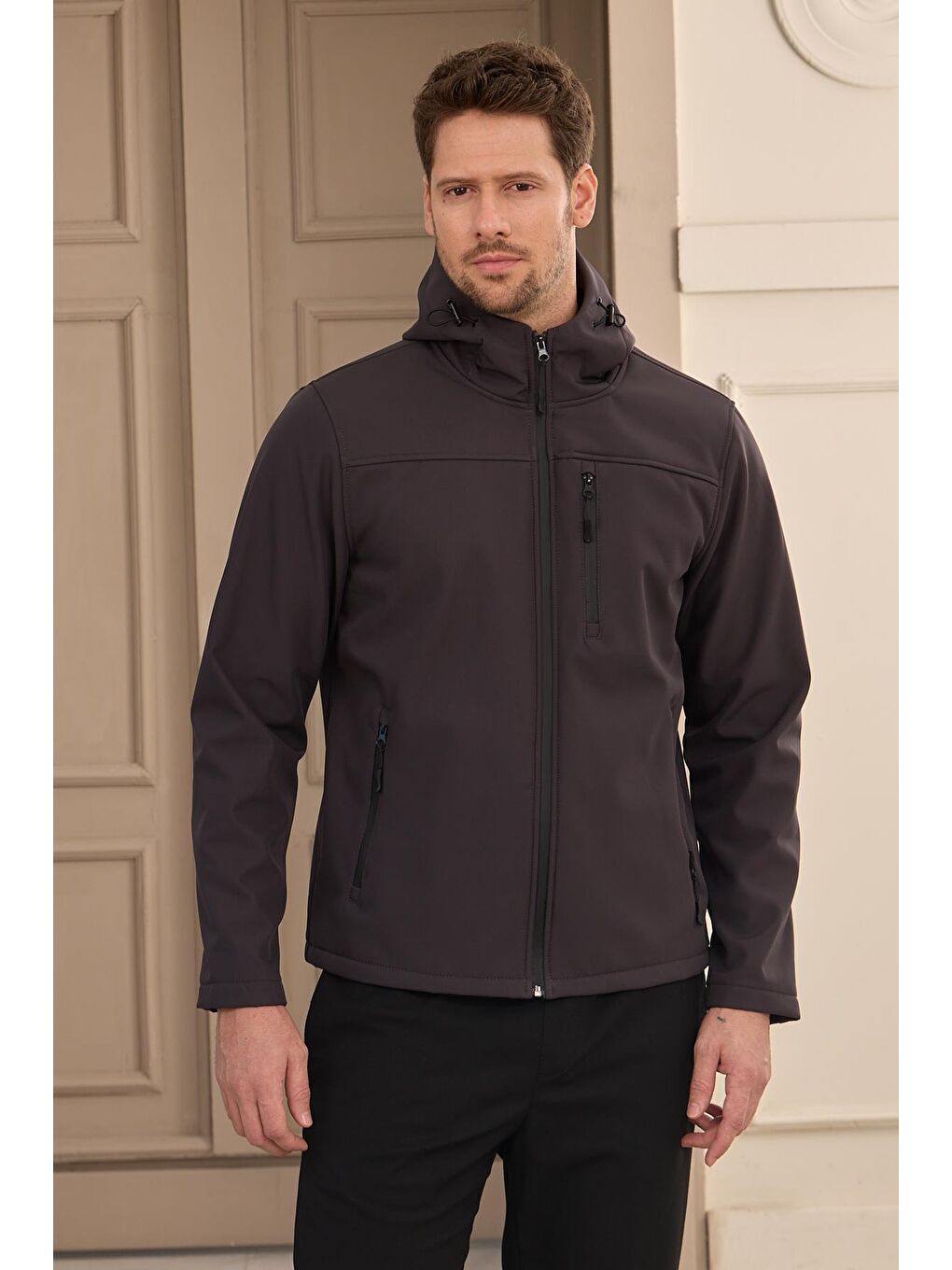 Danger Erkek Su Geçirmez Rüzgar Geçirmez Softshell Mont Antrasit - 2
