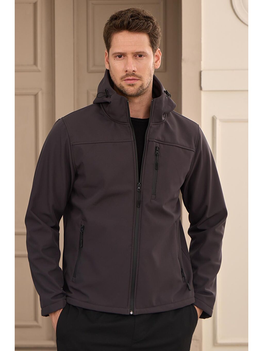 Danger Erkek Su Geçirmez Rüzgar Geçirmez Softshell Mont Antrasit - 3