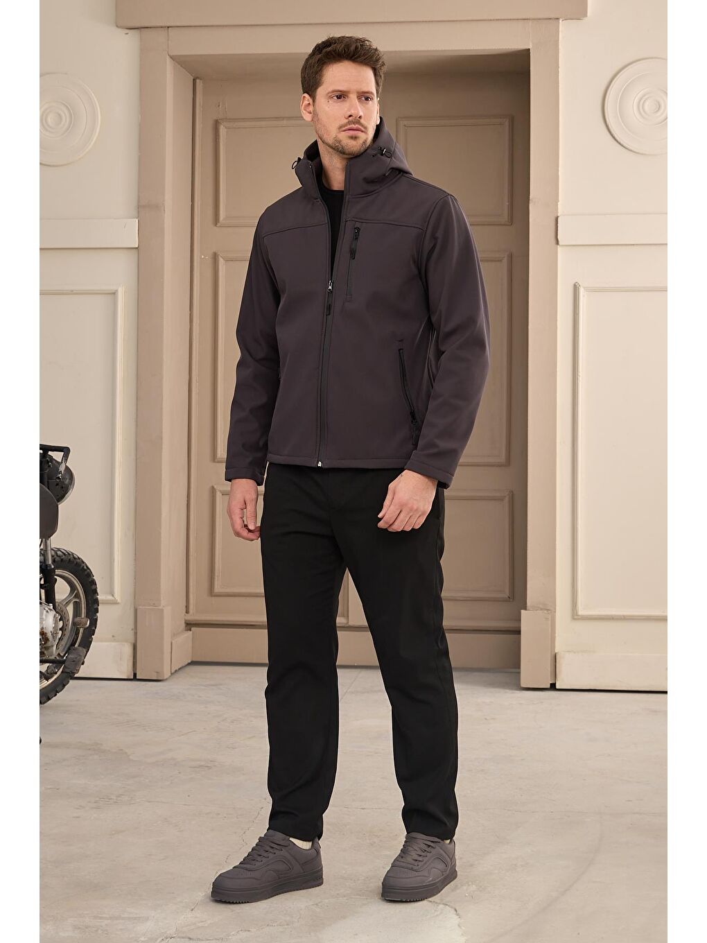 Danger Erkek Su Geçirmez Rüzgar Geçirmez Softshell Mont Antrasit - 4