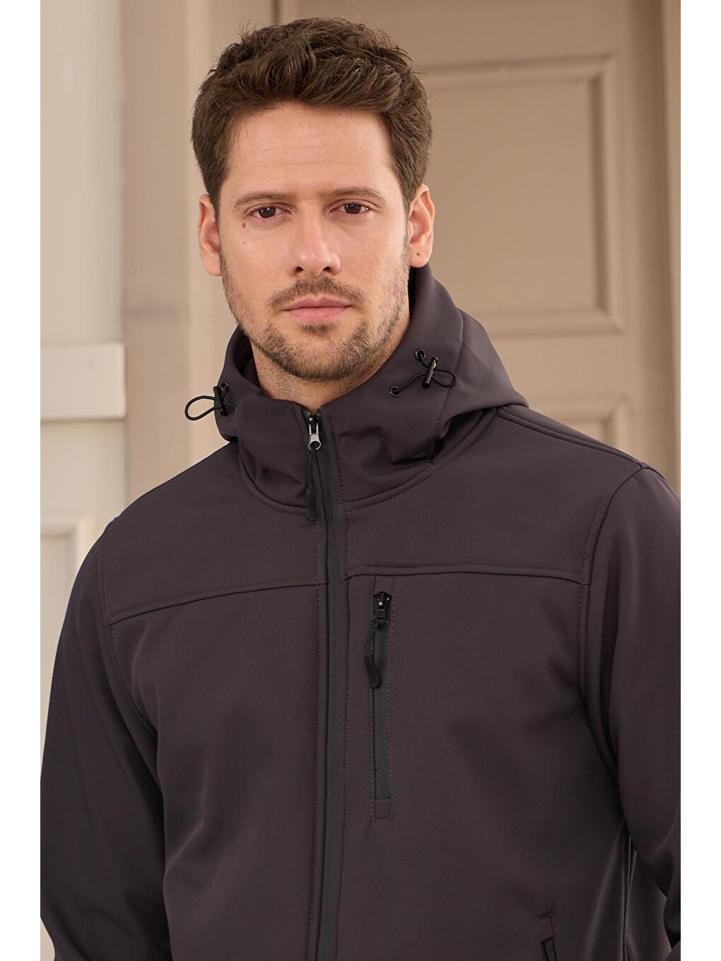 Danger Erkek Su Geçirmez Rüzgar Geçirmez Softshell Mont Antrasit - 5