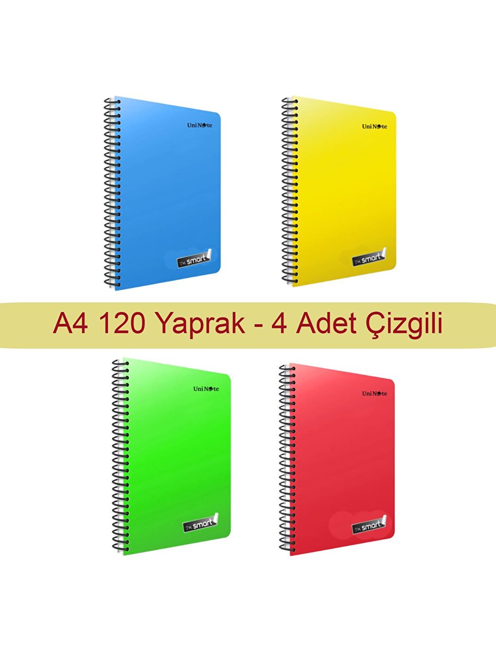 Im Smart A4 120 Yaprak Plastik Kapak Spiralli Defter Çizgili 4 Adet