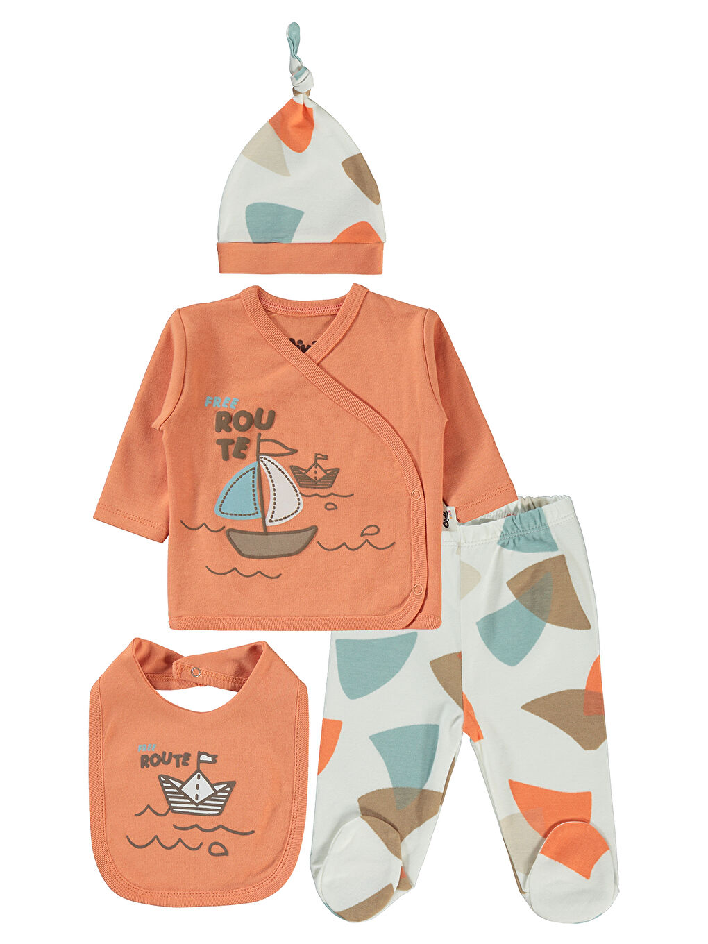 Turuncu Baby Erkek Bebek 4'lü Zıbın Takımları Oranj