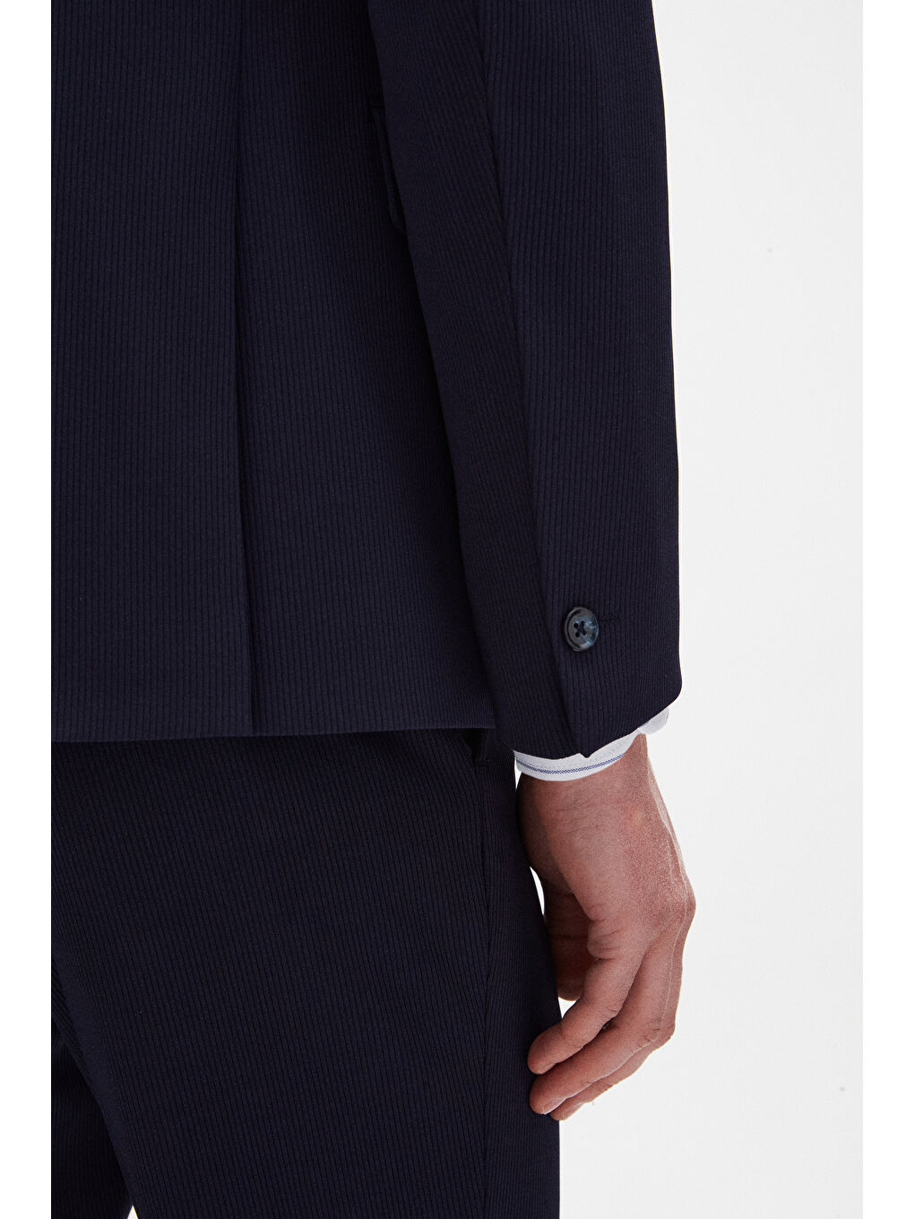 Slim Fit Lacivert Fitilli Örme Takim Elbise-7