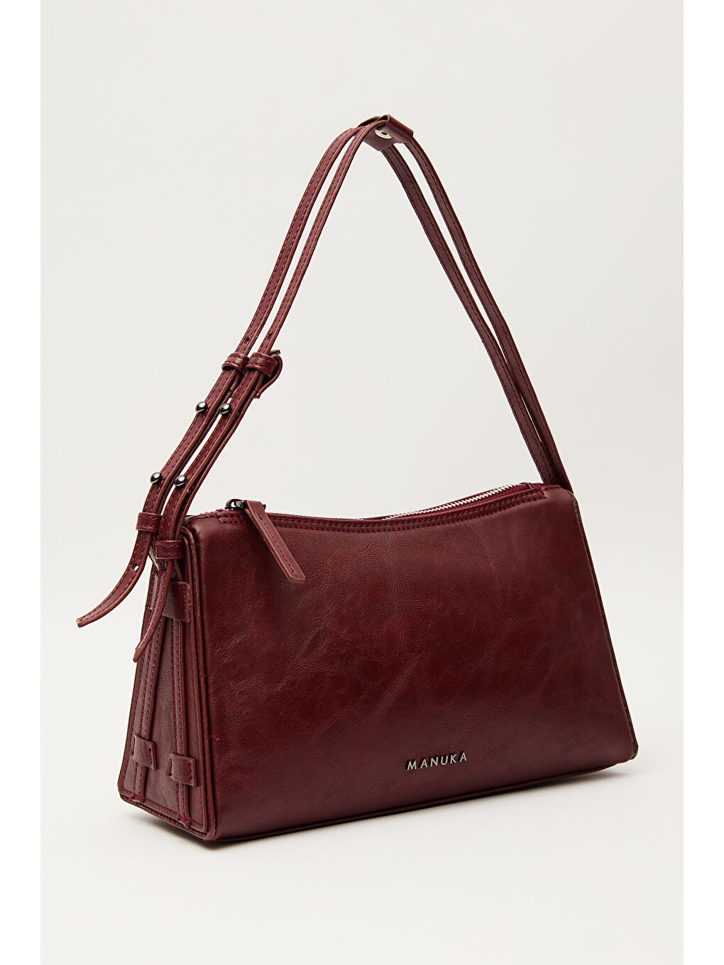 Prizma Form Deri Çanta Bordo-5