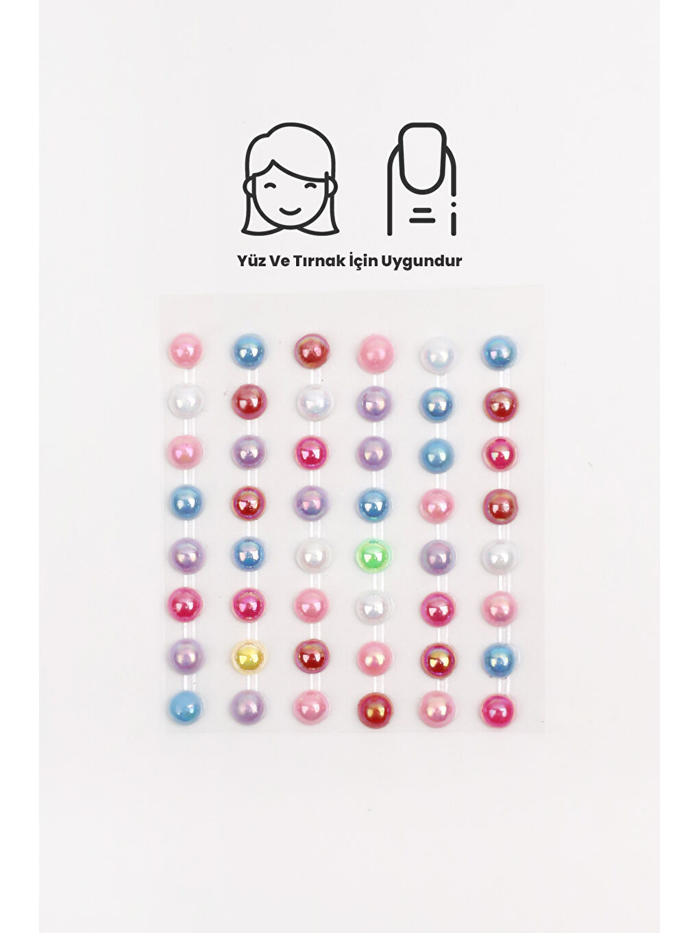 Çok Renkli Boncuk Yüz ve Tırnak Sticker-1
