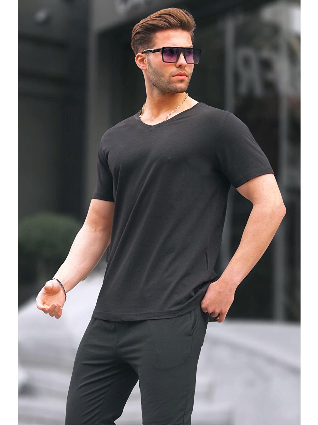 Siyah %100 Pamuk Tişört 5281-1