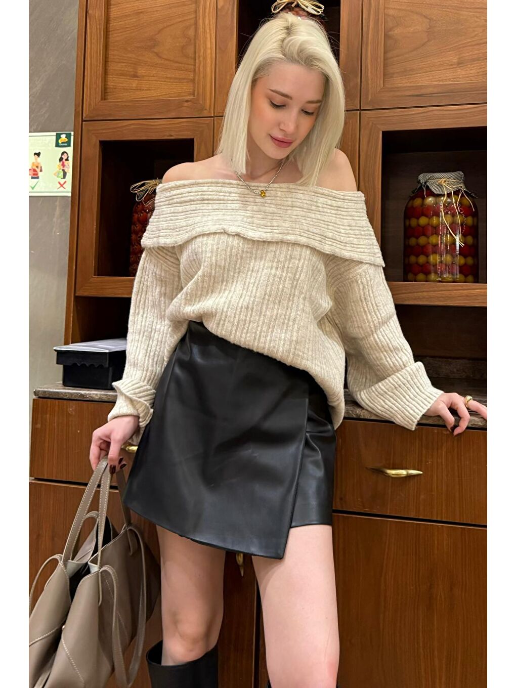 Siyah Deri Mini Şort Etek Mg2550-4