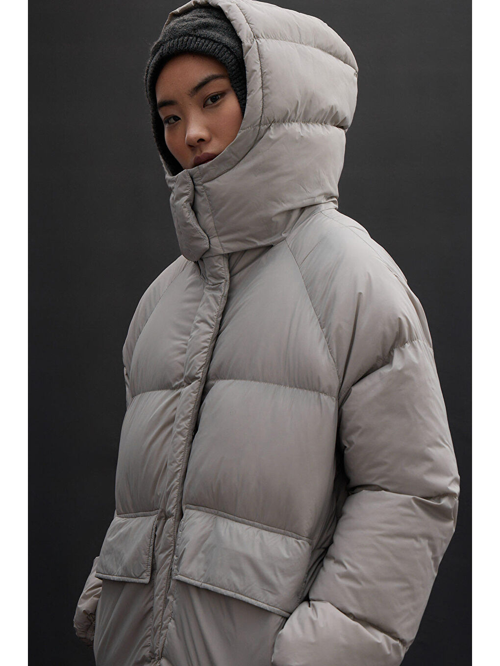 Bej Oversize Cepli Şişme Mont Taoversize Cepli Şişme Mont Taşş