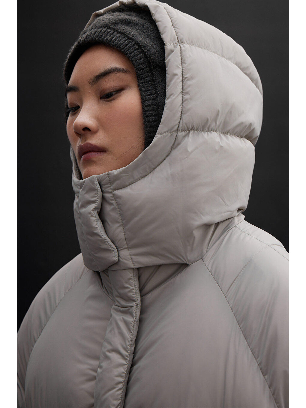 Bej Oversize Cepli Şişme Mont Taoversize Cepli Şişme Mont Taşş-1