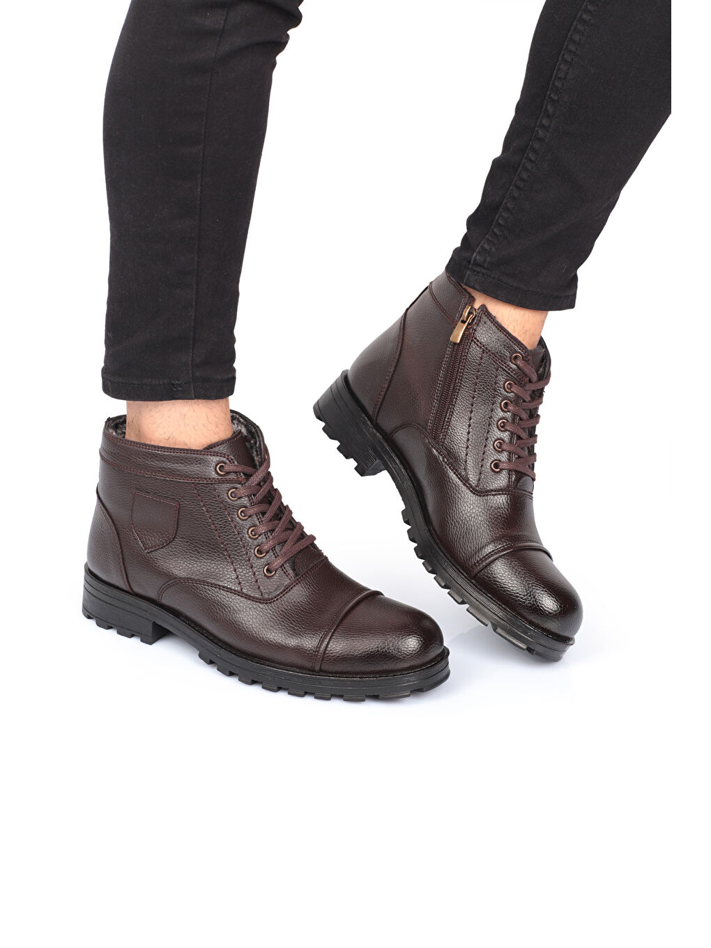 Kahverengi 401 Kürklü Unisex Soğuk Geçirmez Bot-3