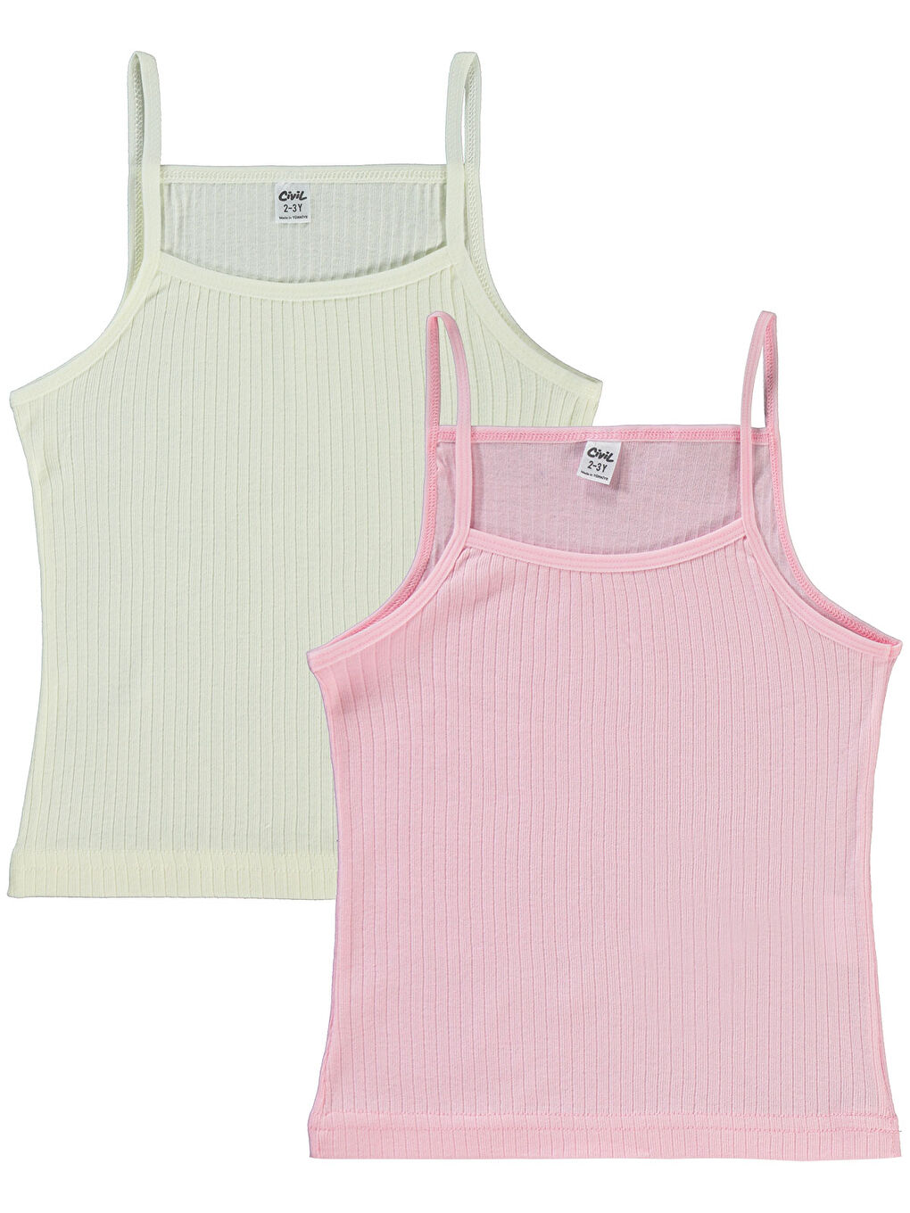 Girls Kız Çocuk 2'li Atlet Set 2-10 Yaş Ekru-Pembe