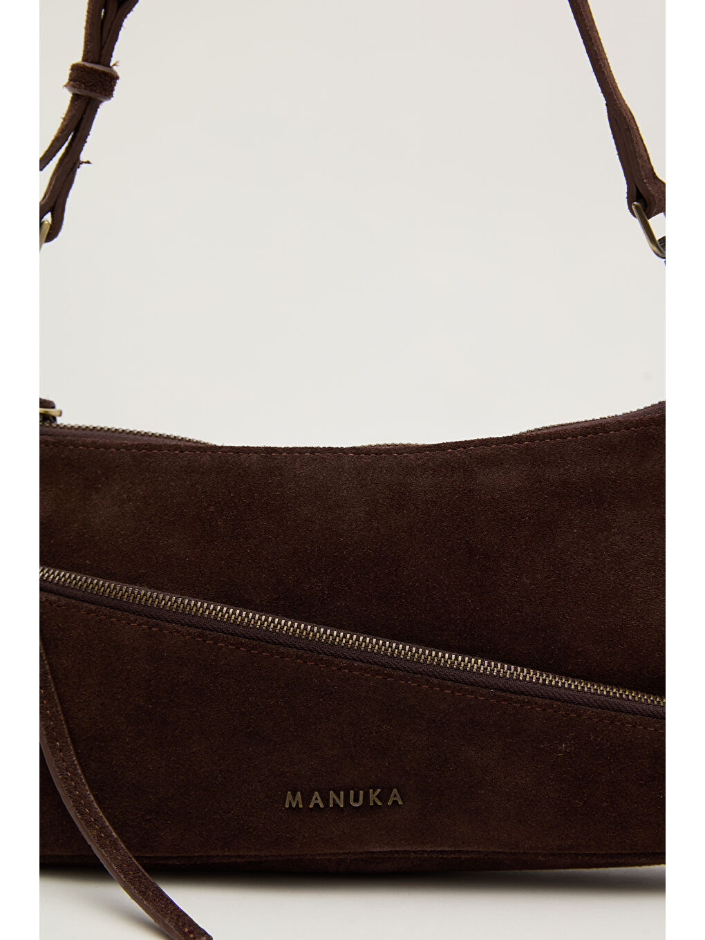 Kahverengi Mari Süet Baget Çanta Acı Kahve-4