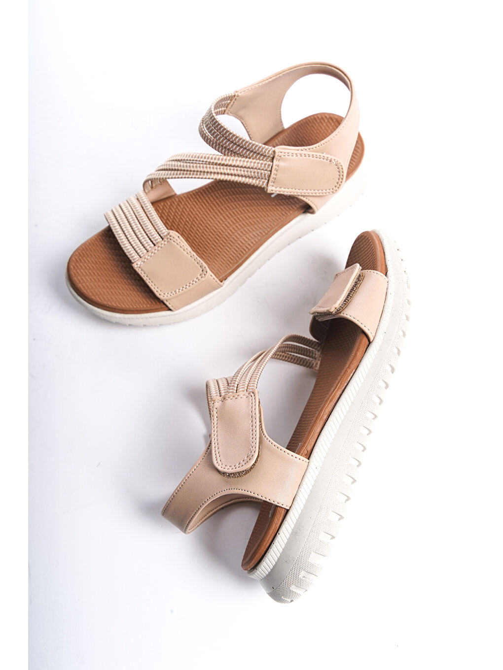 Bej D458 Günlük Ortopedik Kadın Sandalet-5