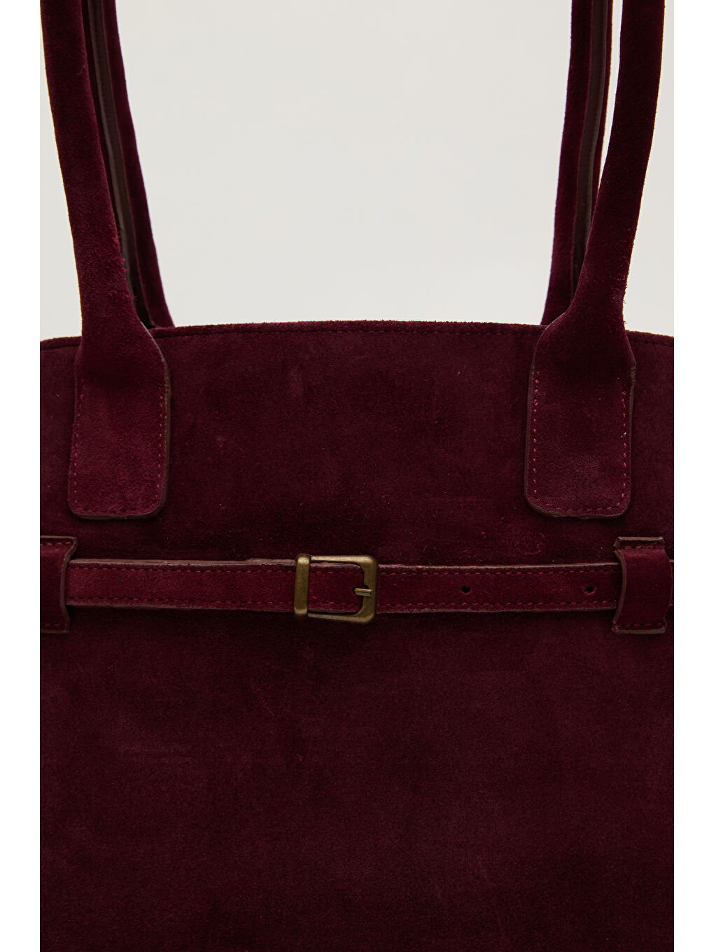 Süet Kemerli Çanta Bordo-3