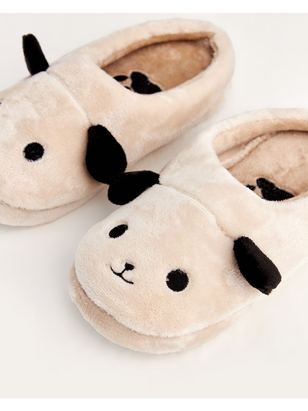 Ekru KÖPÜ - Köpek Figürlü Krem Kadın Ev Terliği-1