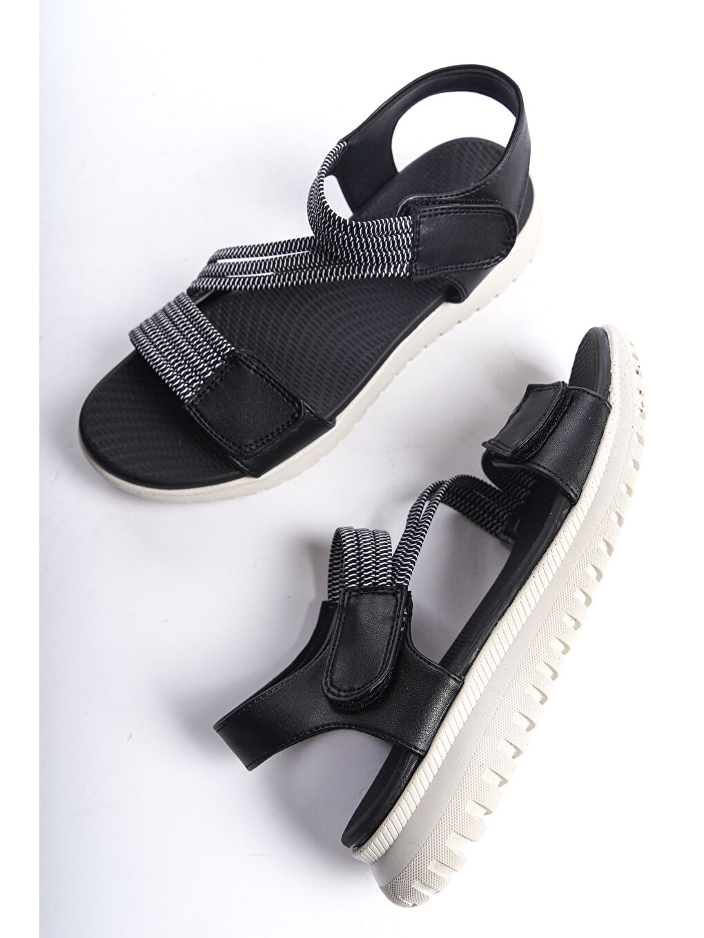 Siyah D458 Günlük Ortopedik Kadın Sandalet-7