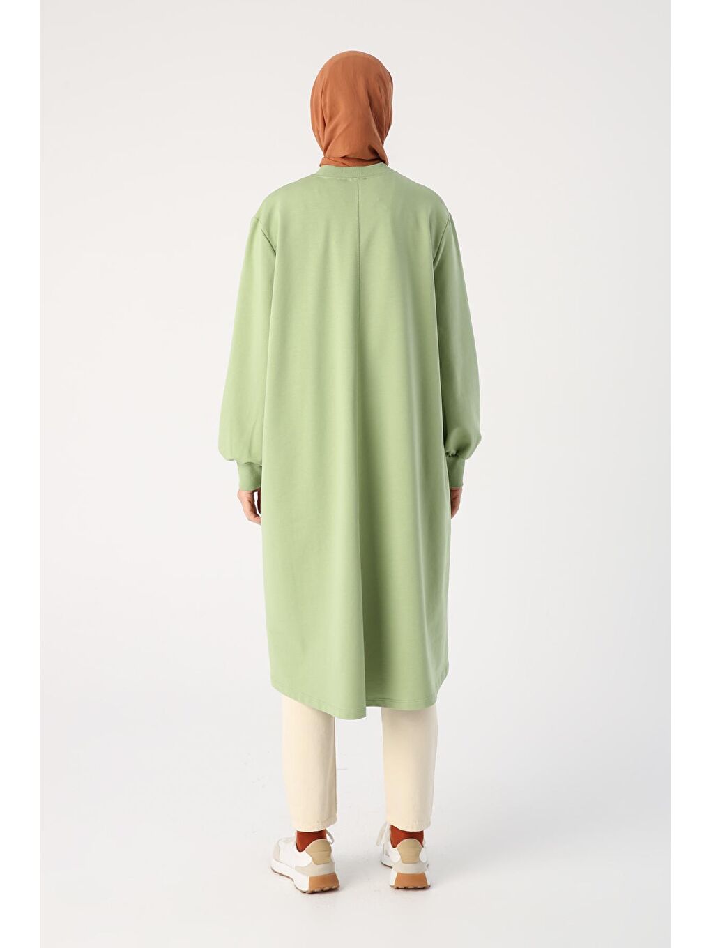 Açık Yeşil Büyük Beden Yakası Ve Manşetleri Ribanalı Tunik-2