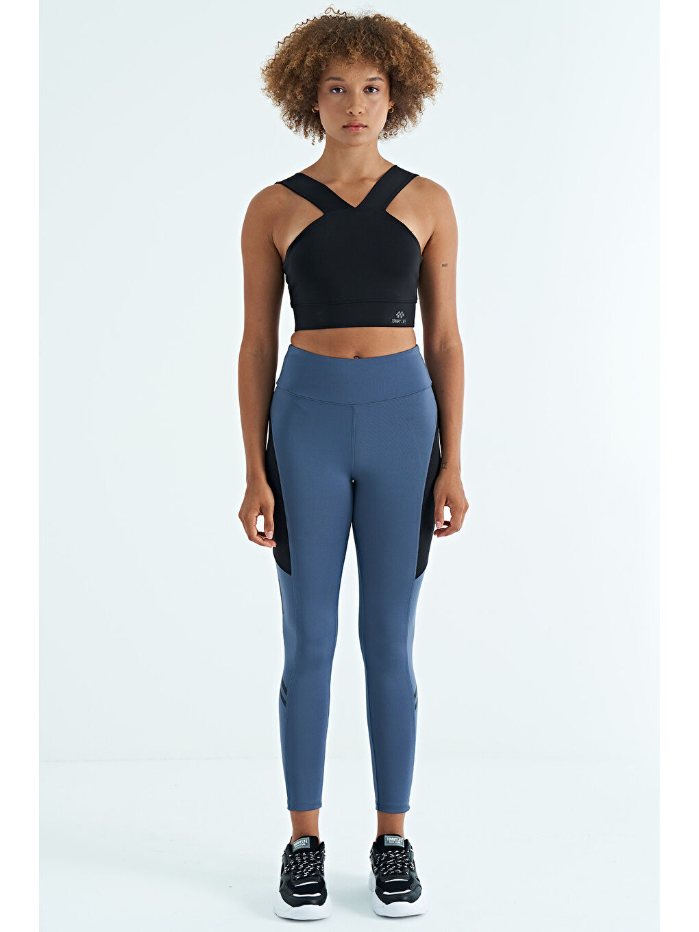 Siyah Logo Baskılı Dar Kalıp Dalgıç Kumaş Kadın Büstiyer - 97259-1