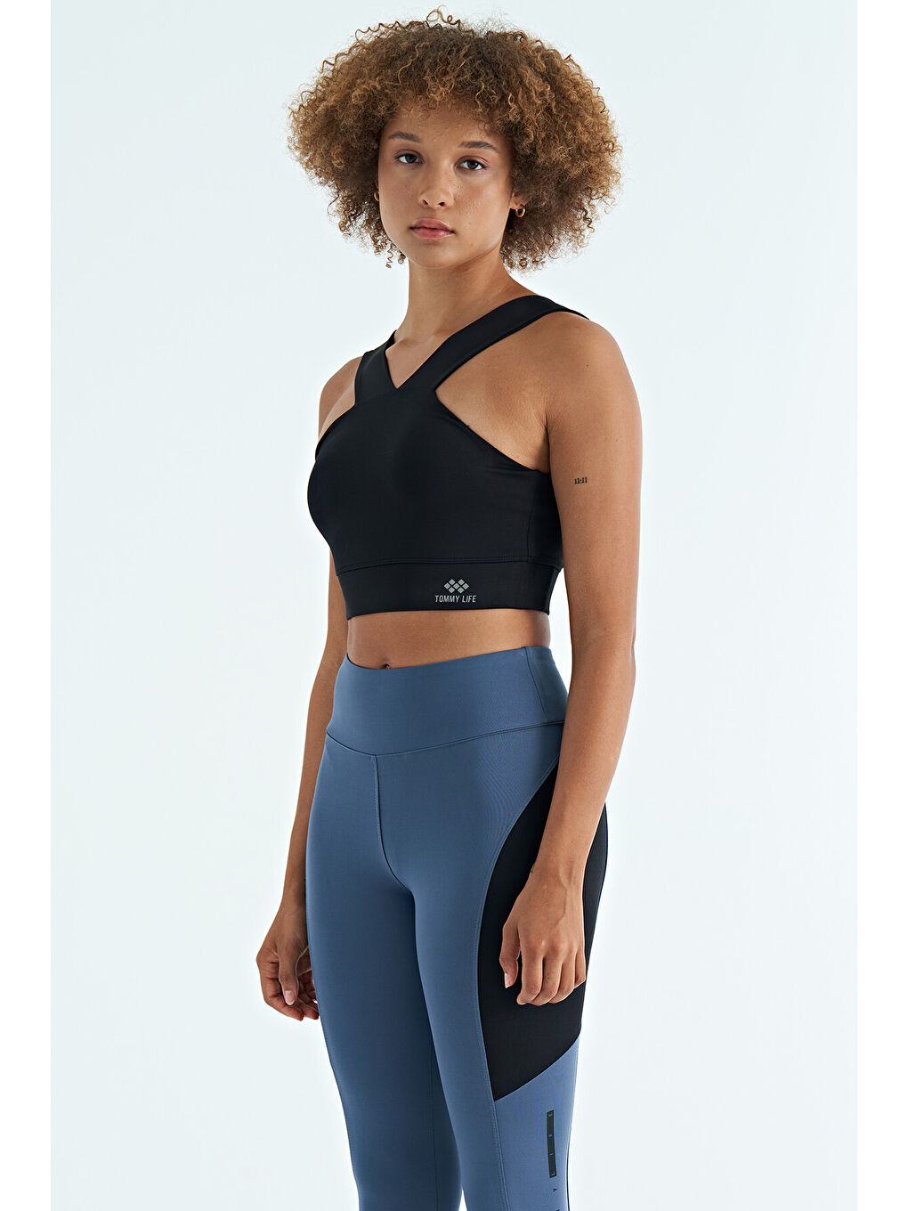 Siyah Logo Baskılı Dar Kalıp Dalgıç Kumaş Kadın Büstiyer - 97259-2