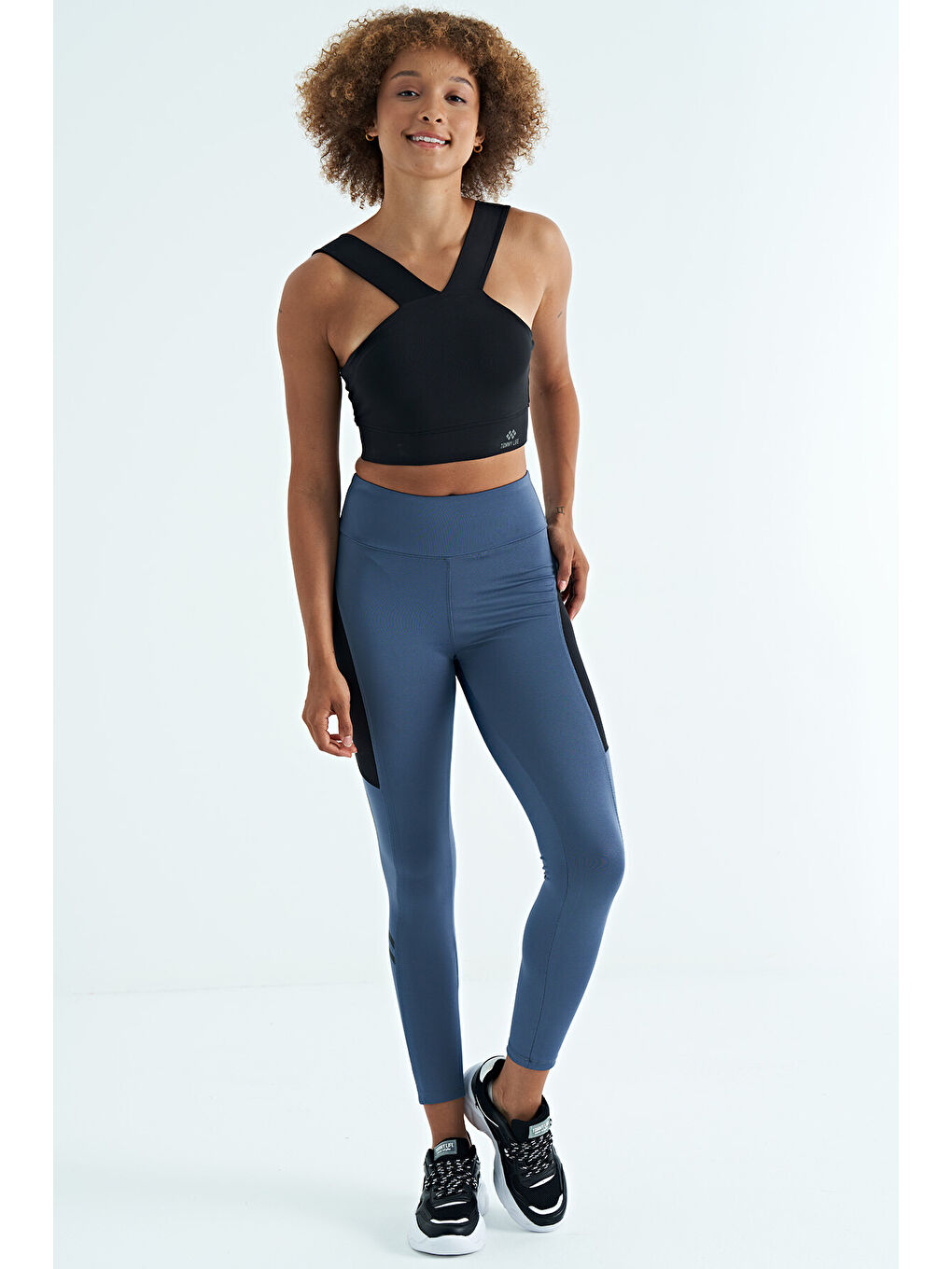 Siyah Logo Baskılı Dar Kalıp Dalgıç Kumaş Kadın Büstiyer - 97259-4