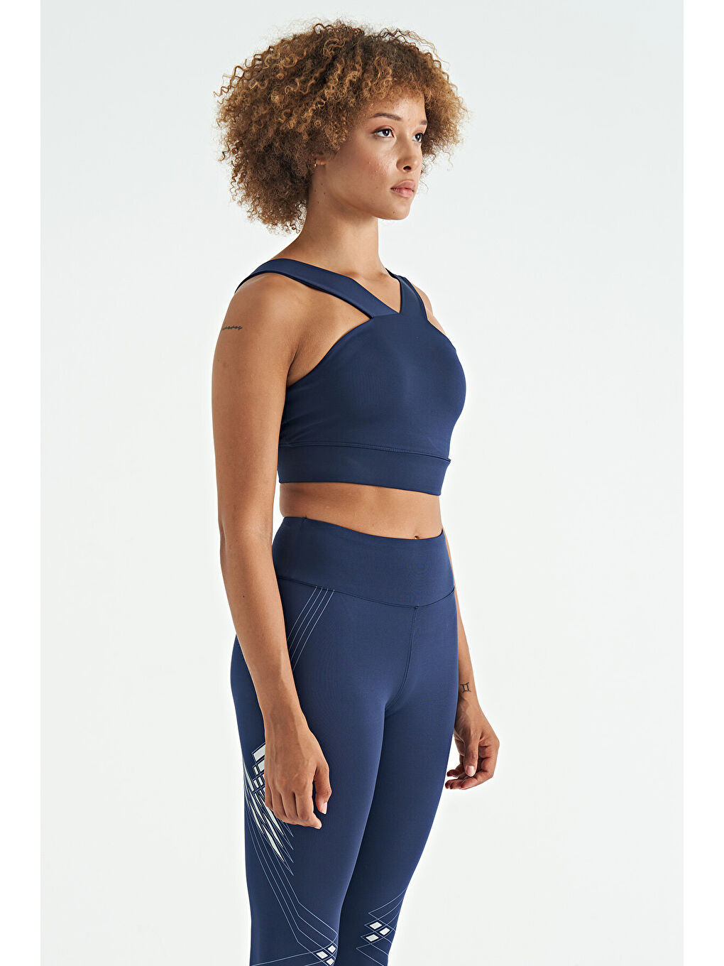 İndigo Logo Baskılı Dar Kalıp Dalgıç Kumaş Kadın Büstiyer - 97259-2