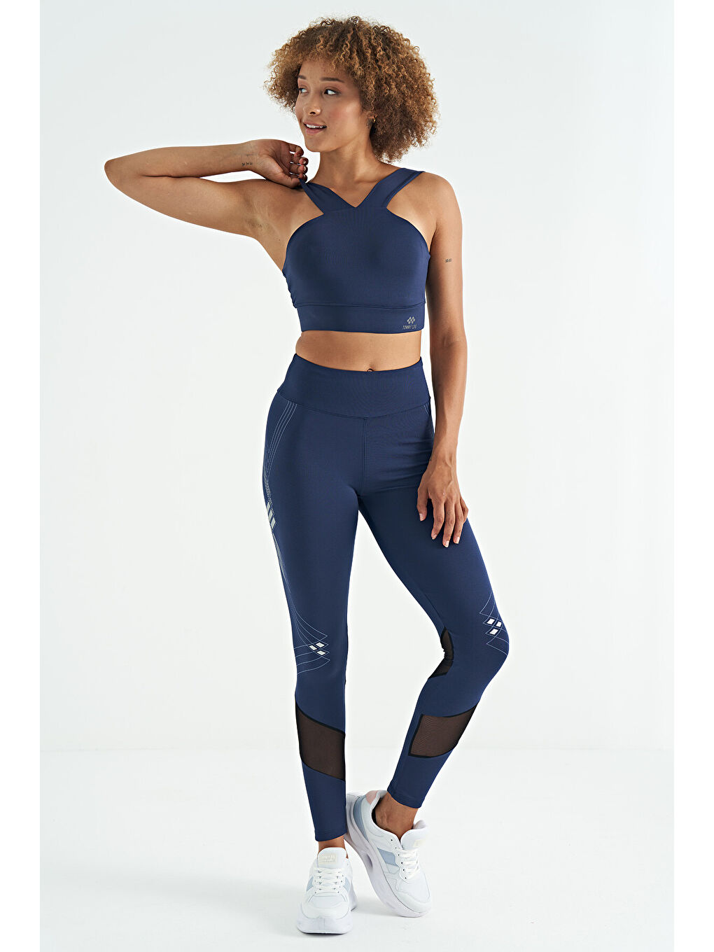 İndigo Logo Baskılı Dar Kalıp Dalgıç Kumaş Kadın Büstiyer - 97259-3