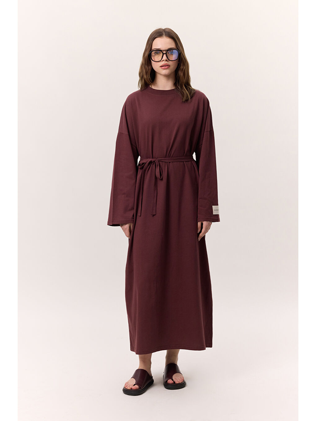 Oversize Uzun Rahat Elbise Bordo