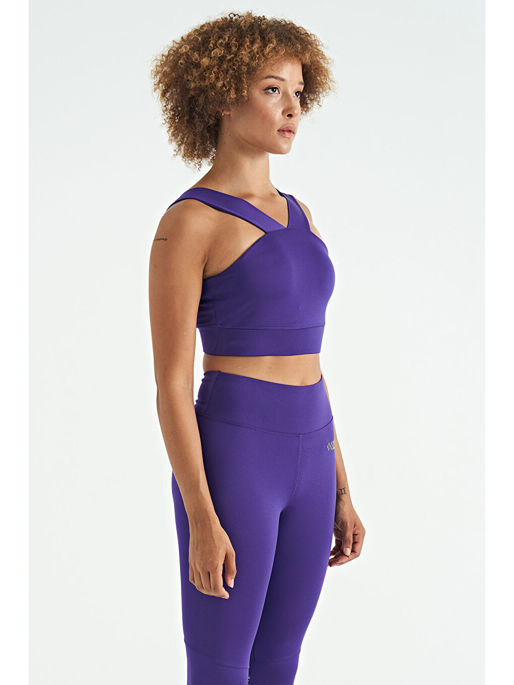 Koyu Mor Logo Baskılı Dar Kalıp Dalgıç Kumaş Kadın Büstiyer - 97259-3