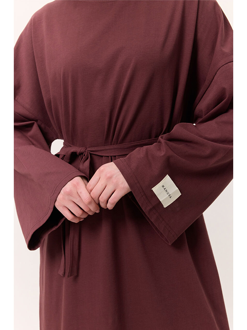 Oversize Uzun Rahat Elbise Bordo-1