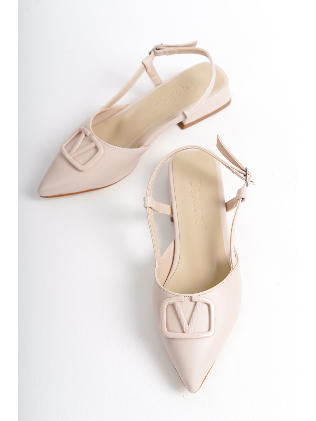 Bej D0903 Günlük Ortopedik Kadın Klasik Topuklu Babet Ayakkabı-5