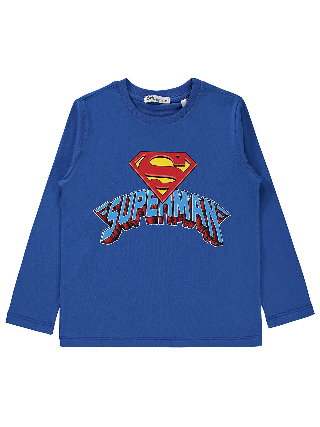 Mavi Superman Erkek Çocuk Sweatshirt 6-9 Yaş Saks