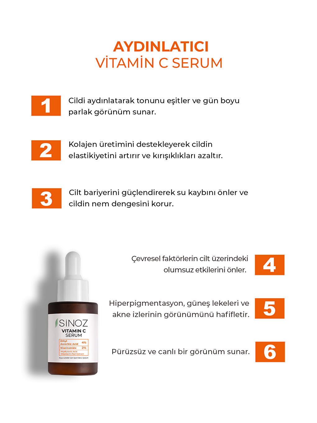 Ton Eşitleyici Aydınlatıcı Vitamin C %4 Niacinamide %2 Yüz Serumu 30 Ml Tüm Ciltler İçin-1