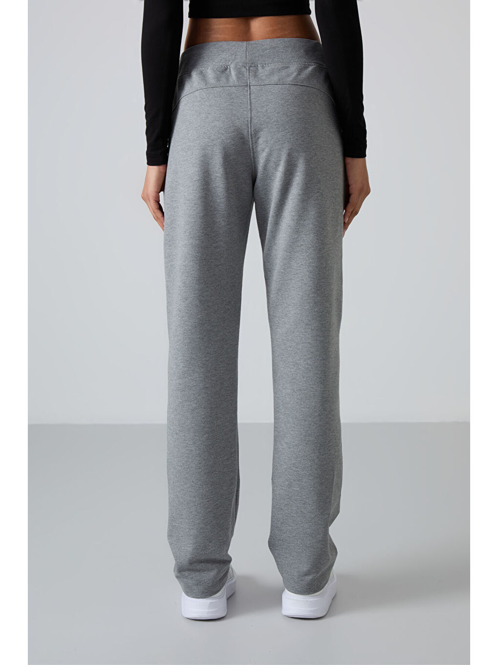 Gri Melanj Fermuar Cepli Rahat Form Klasik Paça Kadın Eşofman Alt - 94195-4