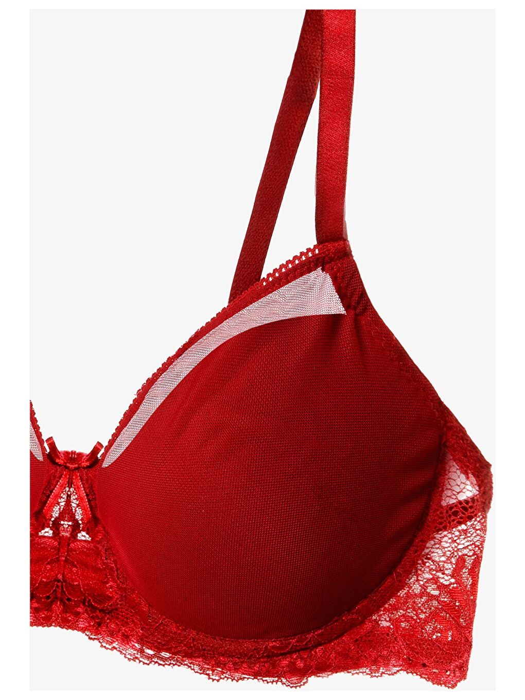 Kırmızı Kadın Tül Detaylı Dolgusuz Toparlayıcı Minimizer Sütyen-2