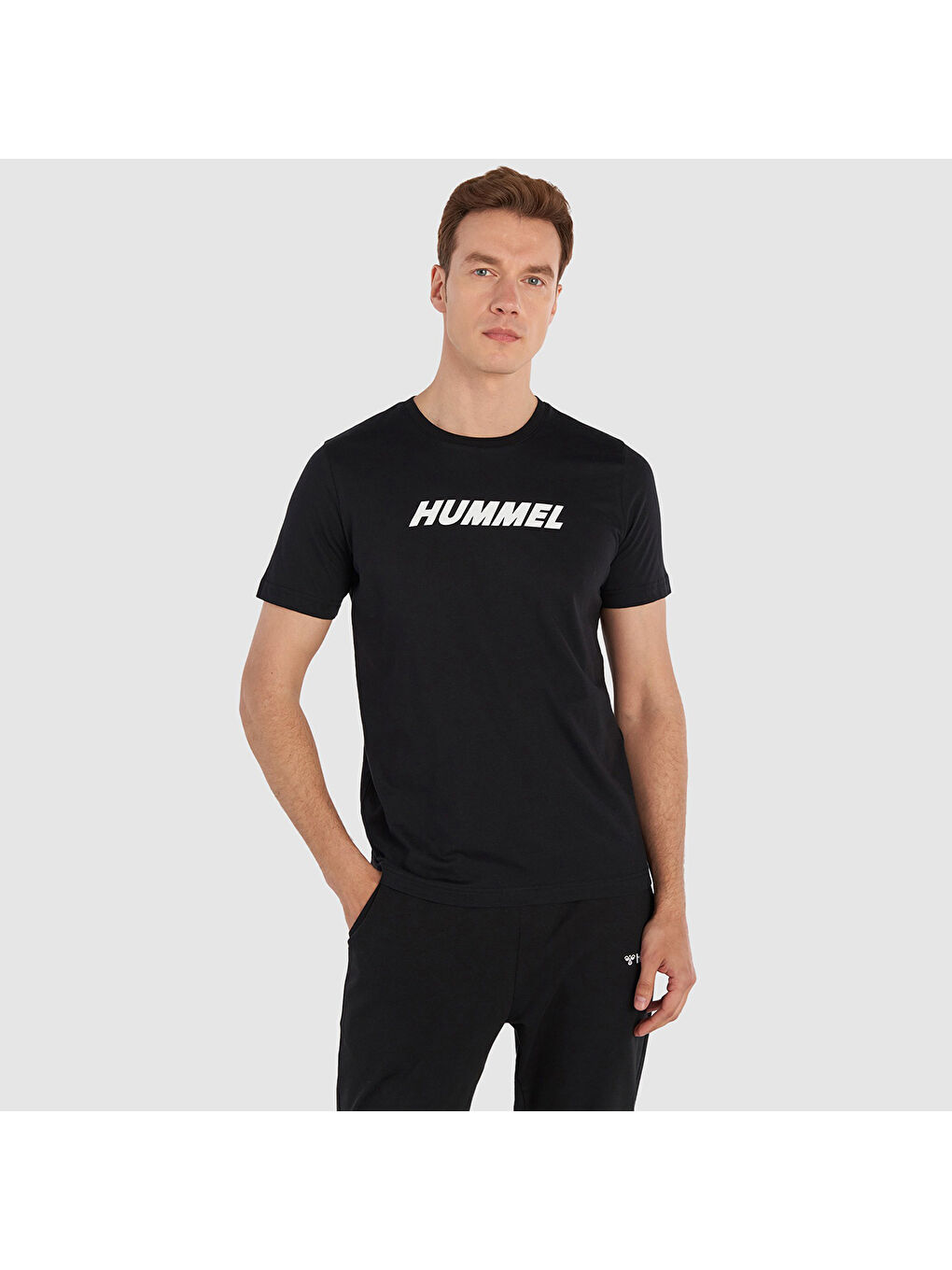 Hummel Elemental Logo Pamuk Erkek Siyah Yuvarlak Yaka Tişört
