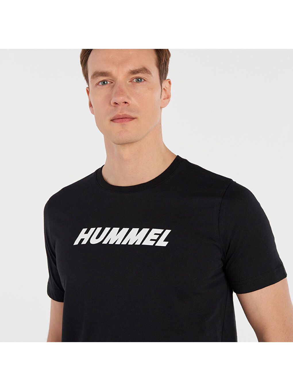 Hummel Elemental Logo Pamuk Erkek Siyah Yuvarlak Yaka Tişört - 1