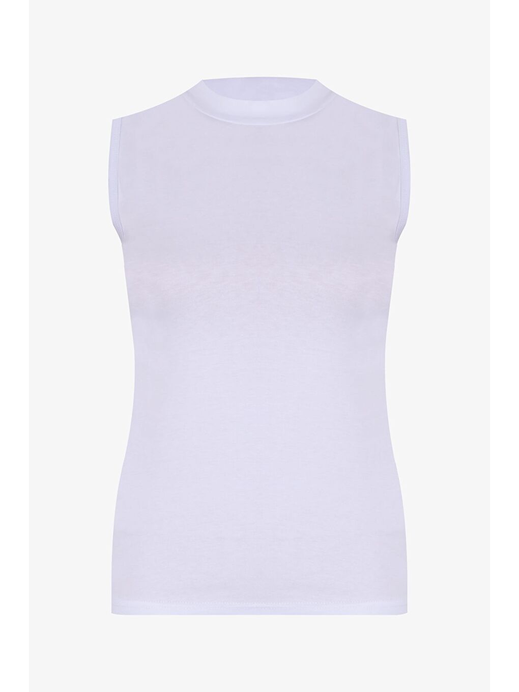 Beyaz Kadın Kolsuz Elastanlı Pamuklu Yarım Balıkçı Body