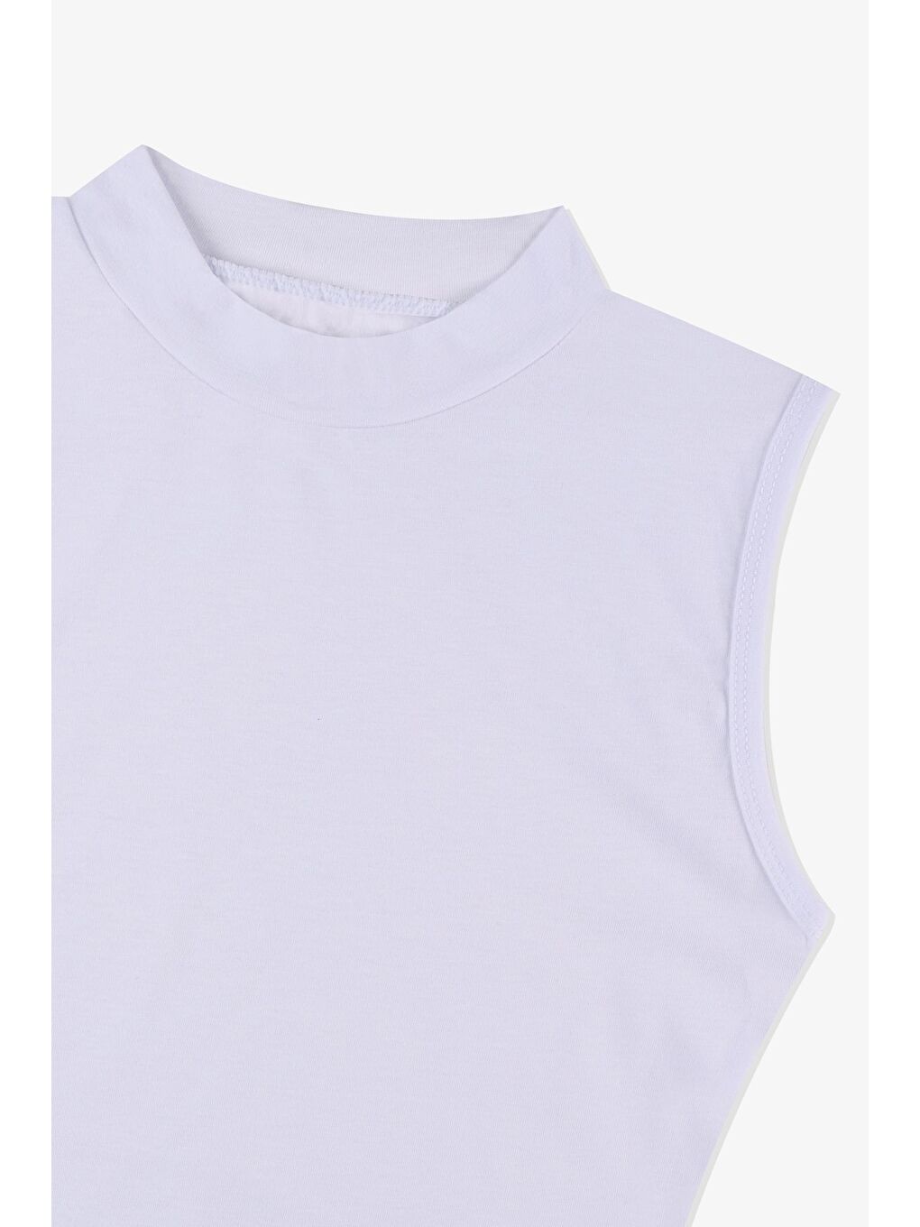 Beyaz Kadın Kolsuz Elastanlı Pamuklu Yarım Balıkçı Body-1