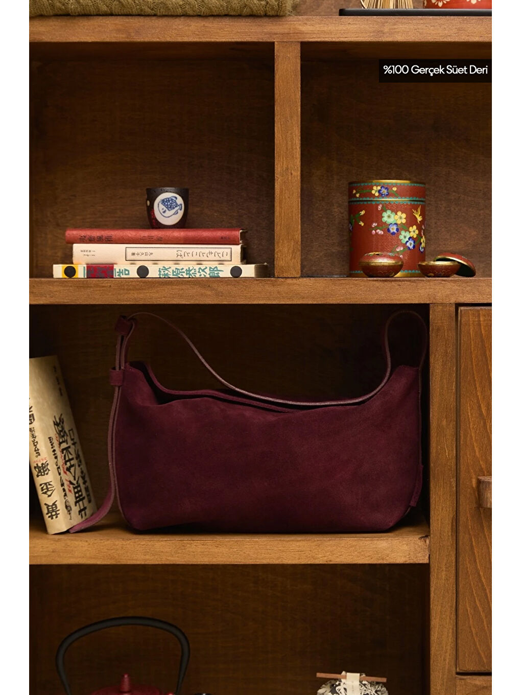 Ari Süet Omuz Çantası Bordo-1