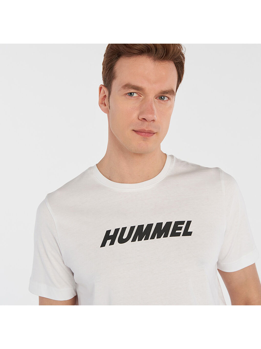 Hummel Elemental Logo Pamuk Erkek Beyaz Yuvarlak Yaka Tişört - 1