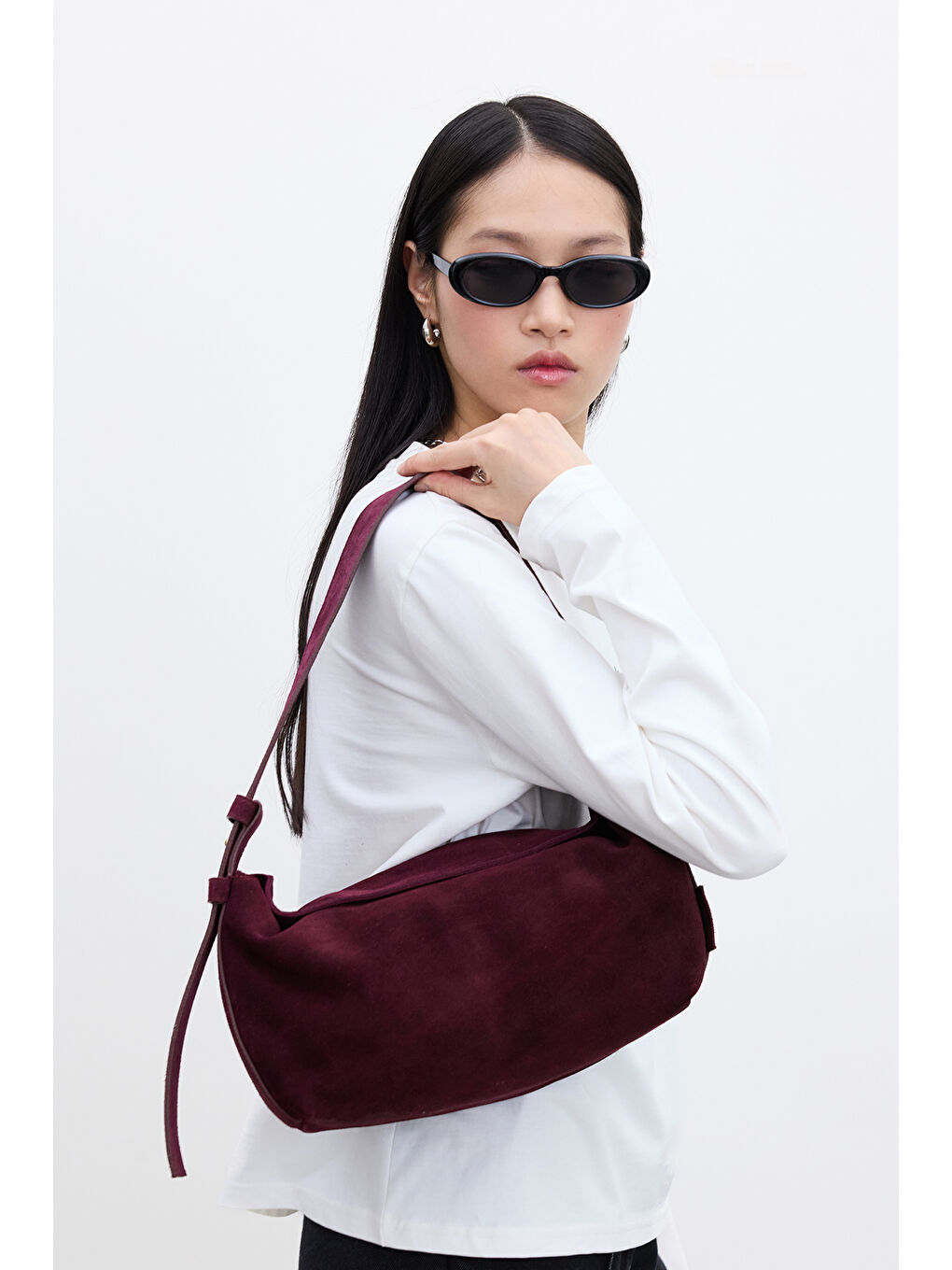 Ari Süet Omuz Çantası Bordo-2