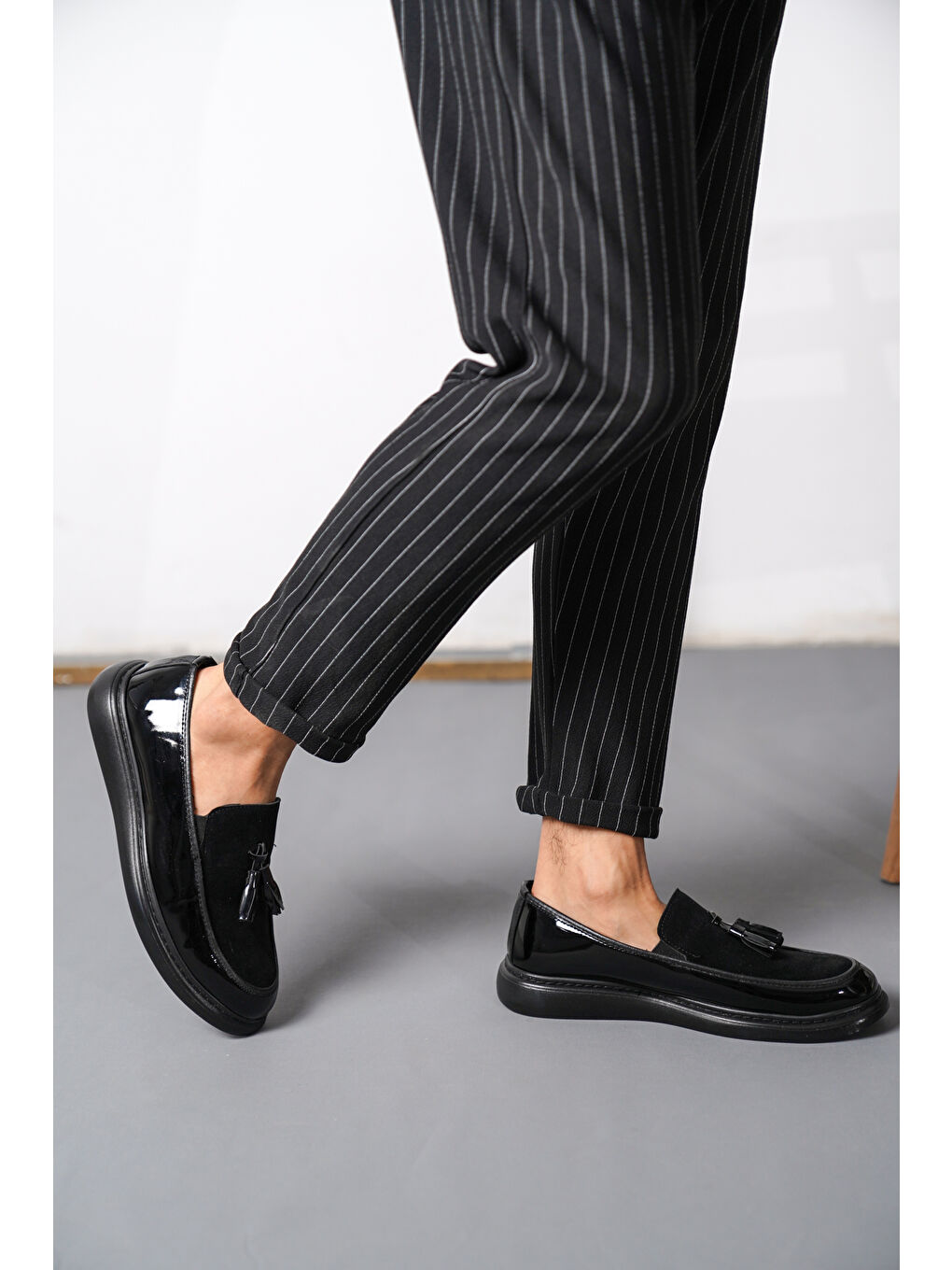 Siyah D443 Günlük Ortopedik Erkek Klasik Ayakkabı-5